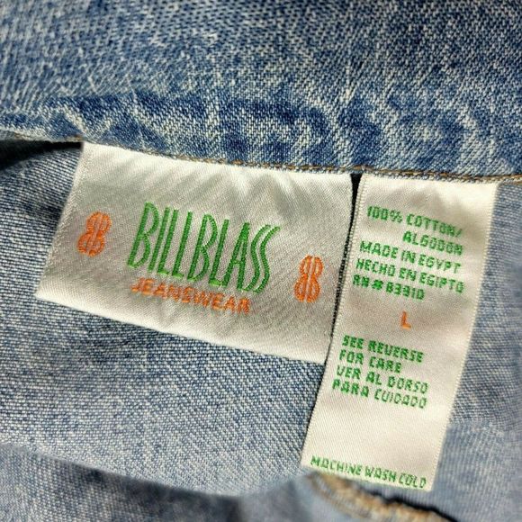 Vintage 90s Bill Blass L Light Wash Denim Button Front Jacket Jean Lightweight - Picture 6 of 7